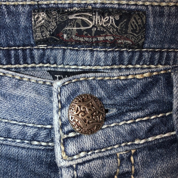 Silver Twisted Jeans. Distressed. - Picture 3 of 5